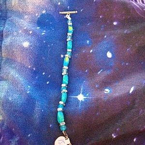 Silver plated glass bead bracelet